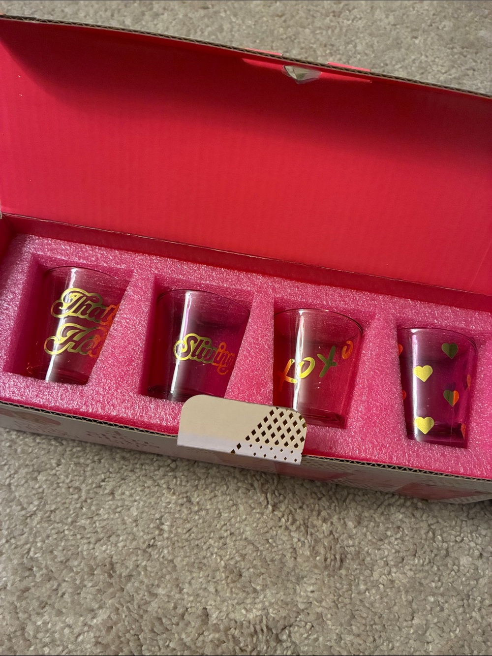 Paris Hilton Pink Decorative Shot Glass Set with Gold Accents